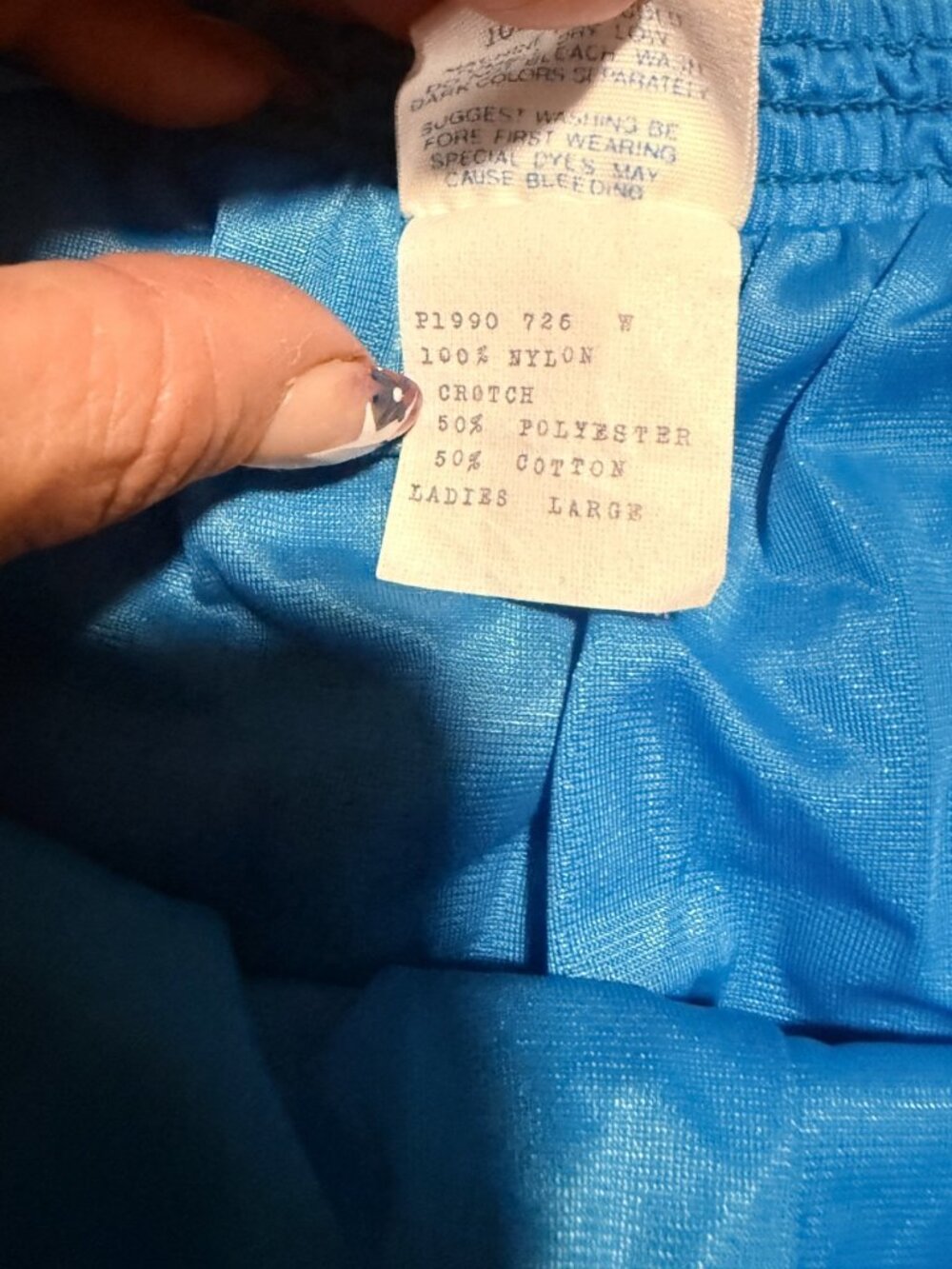 80s Adidas Shiny Nylon Sprinter Shorts Ladies Large Blue White Trefoil USA retro - Picture 7 of 8